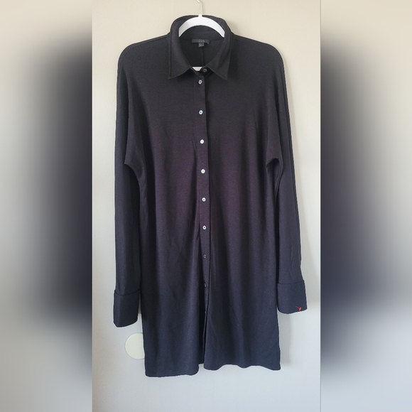COS Women's Stretch Lyocell Shirt Dress Black Button Front Medium - Picture 6 of 16
